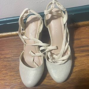 Cream Closed-Toed Wedges